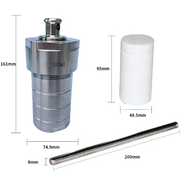Labs 100ml Hydrothermal Synthesis Autoclave Reactor With PTFE Lining