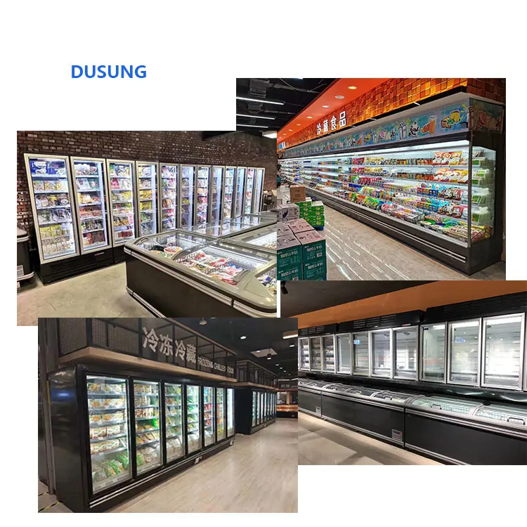 Коммерческая стеклянная дверь напитков холодильник вертикальный супермаркет дисплей морозильник холодильное