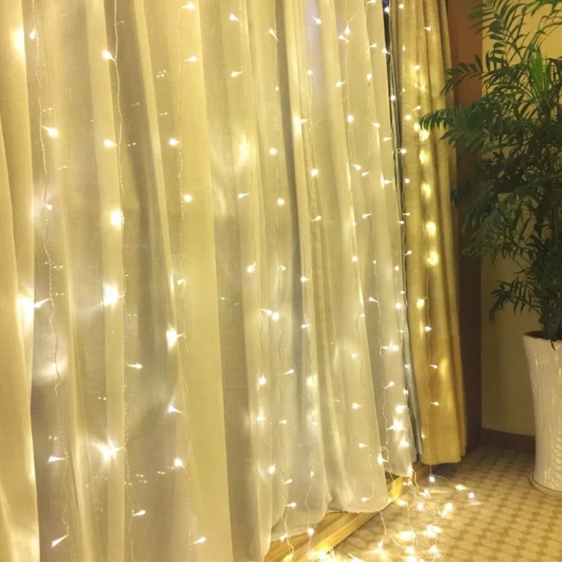 3*3 м гирлянда из светодиодной ленты 13 режимов светодиодный занавес венок на Новый год и Рождество дерево Свадьба Фея может подсоединиться