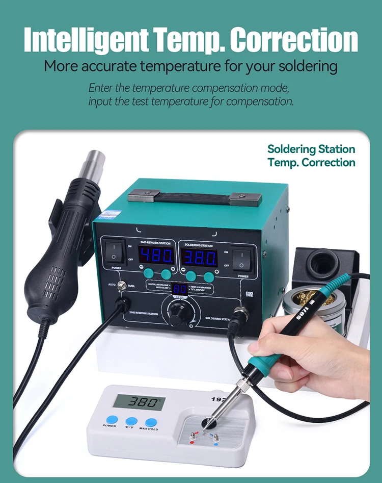 862BD+ 2 In 1 SMD BGA Rework Soldering Station Heat Air Desoldering StationMobile Phone Laptop Repair Rework Soldering Station