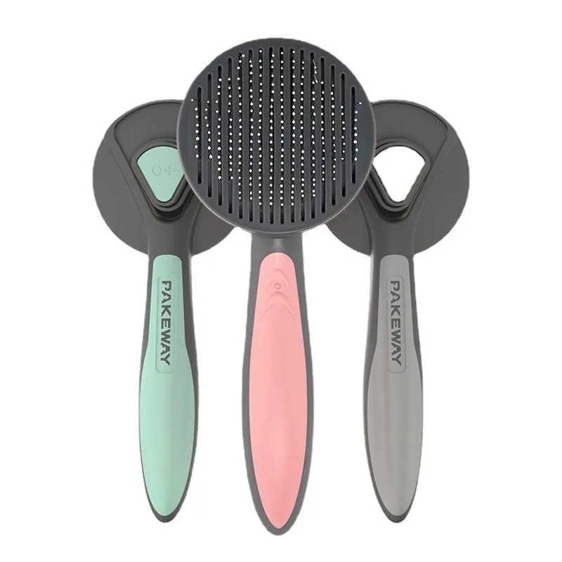 Fashion Pet Hair Remover Comb Self-cleaning Automatic Pet Dog Cat Slicker Brush With Masaging Bead