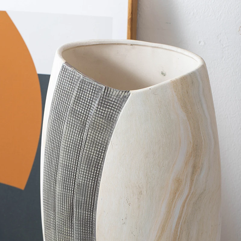 Handmade indoor decorative standing tall floor vase nordic unique retro design ceramic flower vases