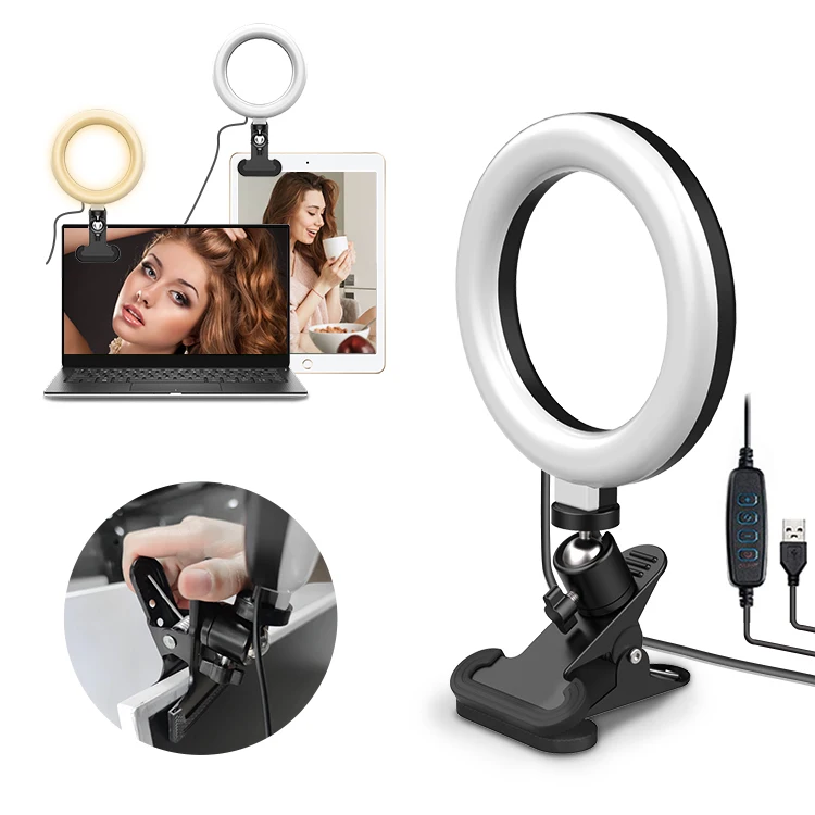 
WONEW 6 inch Portable Selfie Ring Light for Youtube Live Streaming Studio Video LED Dimmable With USB Cable Photography Lighting 