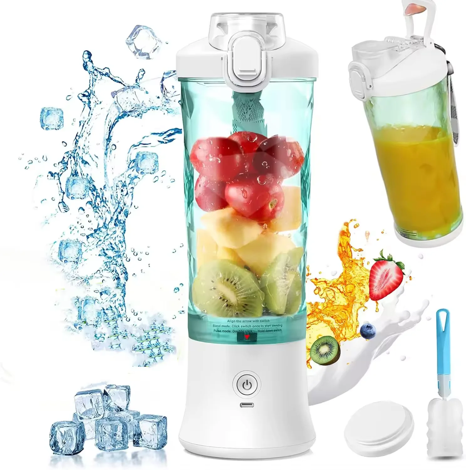 BPA Free Blast Portable Blender USB-C Rechargeable Cordless Shakes Smoothies Juicer Leakproof Lid and Sip Spout Portable blender