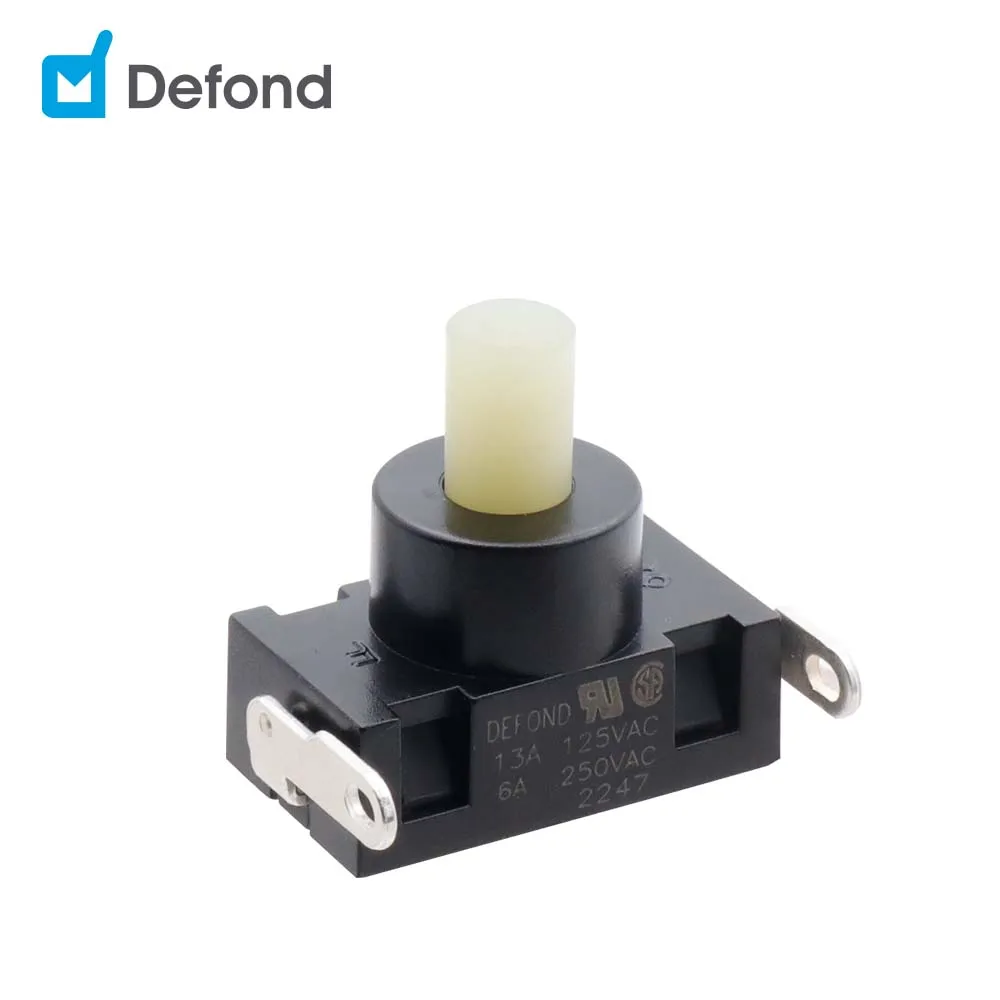 250Vac Large operating travel distance push button switch Defond DPC-1114-0-BBS31-01R 13A 6A 7(7)A 1E4 T85 push button switch