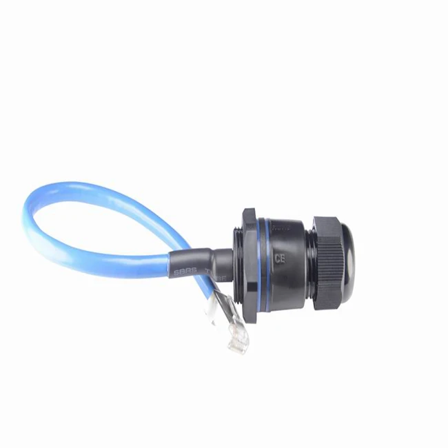 mould panel mounted waterproof rj45 connector with ethernet cable IP68 RJ45 bulkhead
