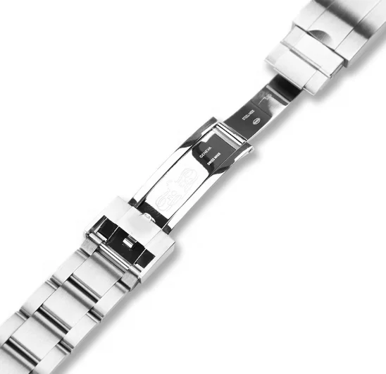 Luxury 20mm Roles Bracelet Brushed Finished Silver Glidelock Folding Buckle 316L Solid Stainless Steel Watch Strap