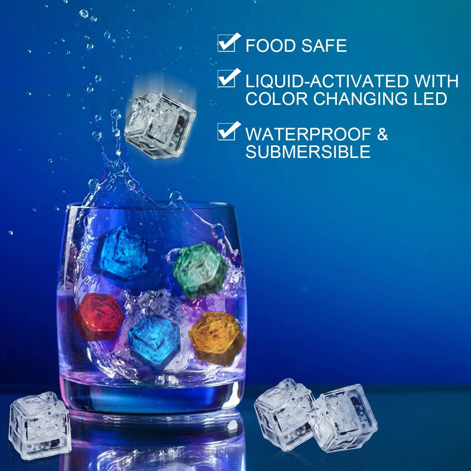 Light Up Ice Cubes for Drinks Glow in The Dark Waterproof Ice Cubes for Home Bar Supplies Summer Party Wedding Decor