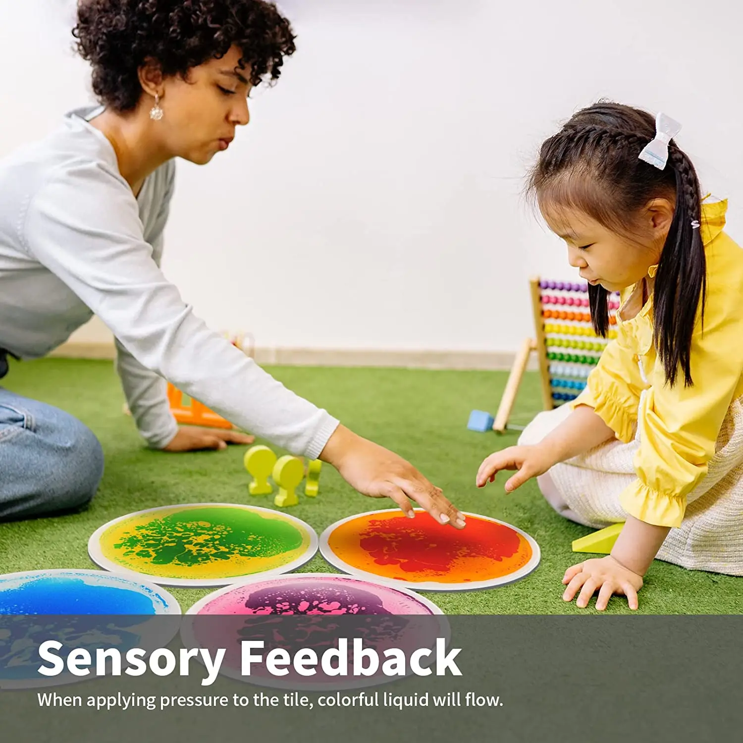 Crawling Mat Sensory Customizable Baby Play Game Kids Play Mat Sensory Liquid Floor Mat China Factory Supply Round Baby Child HF