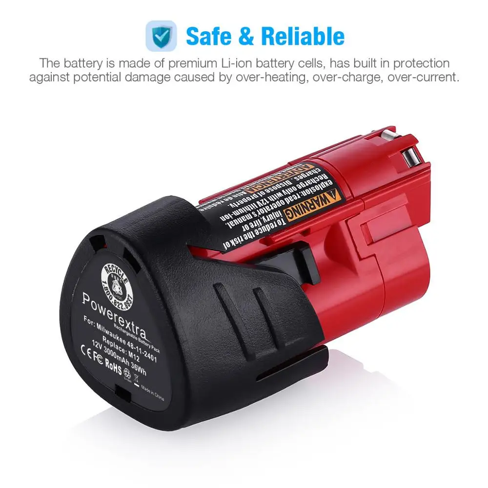 High Capacity 3000mAh 12V Premium 18650 Li-ion Replace Battery Pack