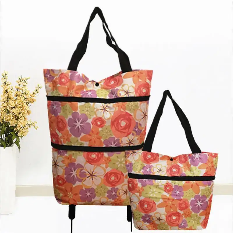 Wholesale foldable shopping bag market trolley custom logo trolley shopping bags