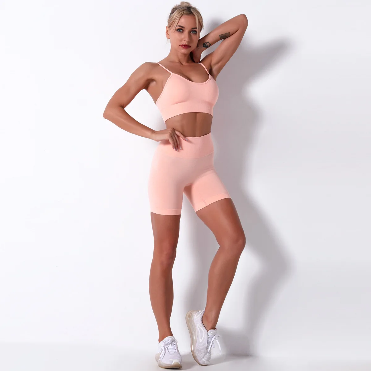 AOLA Fitness women yoga set gym 2-piece sports bras seamless scrunch butt leggings
