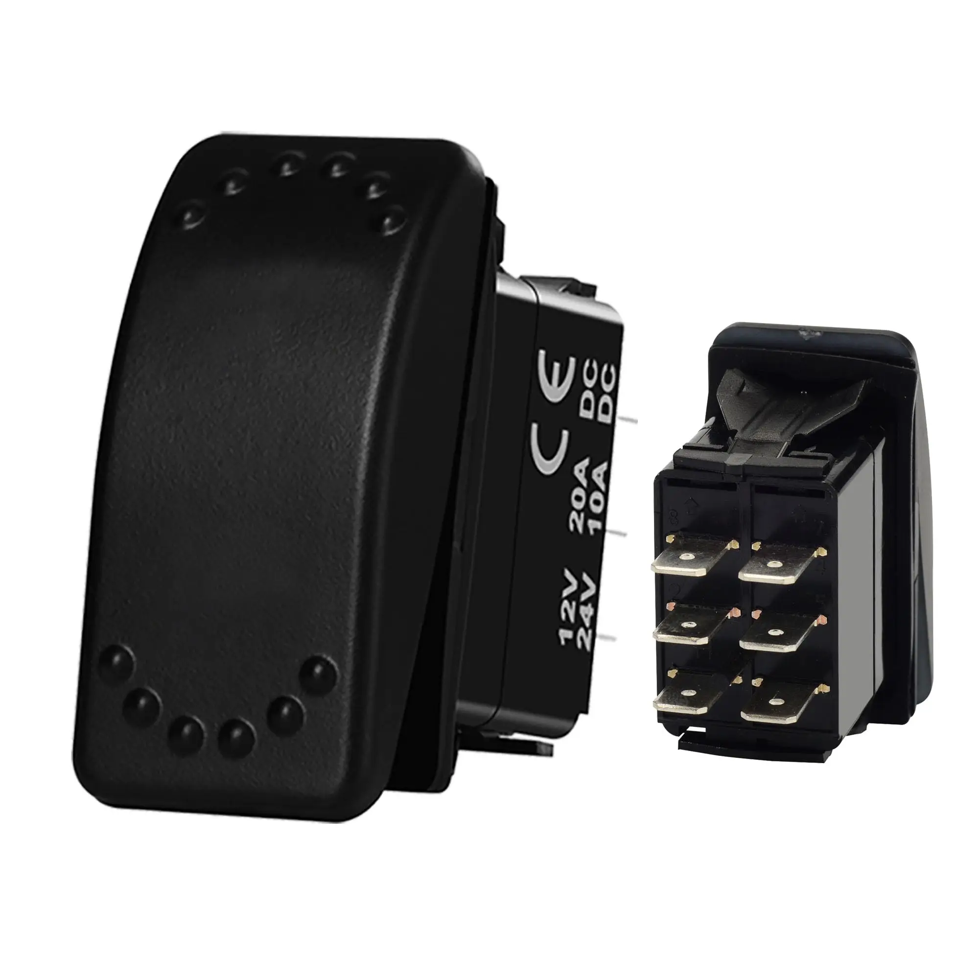 DPDT 6 Pin Rocker Switch ON Off ON 12V 20A Toggle Switch Marine Boat Waterproof 3 Position Rocker Switch for Tractor Golf 4x4