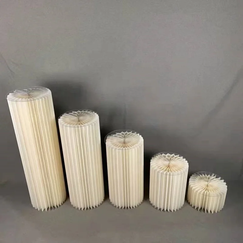 Custom Shape Acrylic Cylindrical Foldable Dessert Table Buffet Origami Bird Cage Shape Marvel Vase Dessert Table