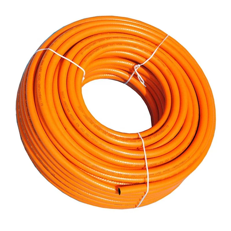 JG Braided PVC Flexible Gas Cooking Hose Pipe Low Pressure Soft PVC Natural Gas Hose Orange PVC Plastic Propane LPG Gas Pipe