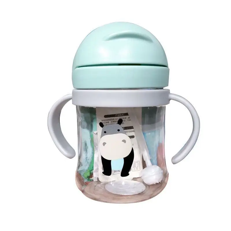250ml cartoon Silicone Feeding Bottle baby Drinking Milk PP Non-spill Portable sippy cup wholesale