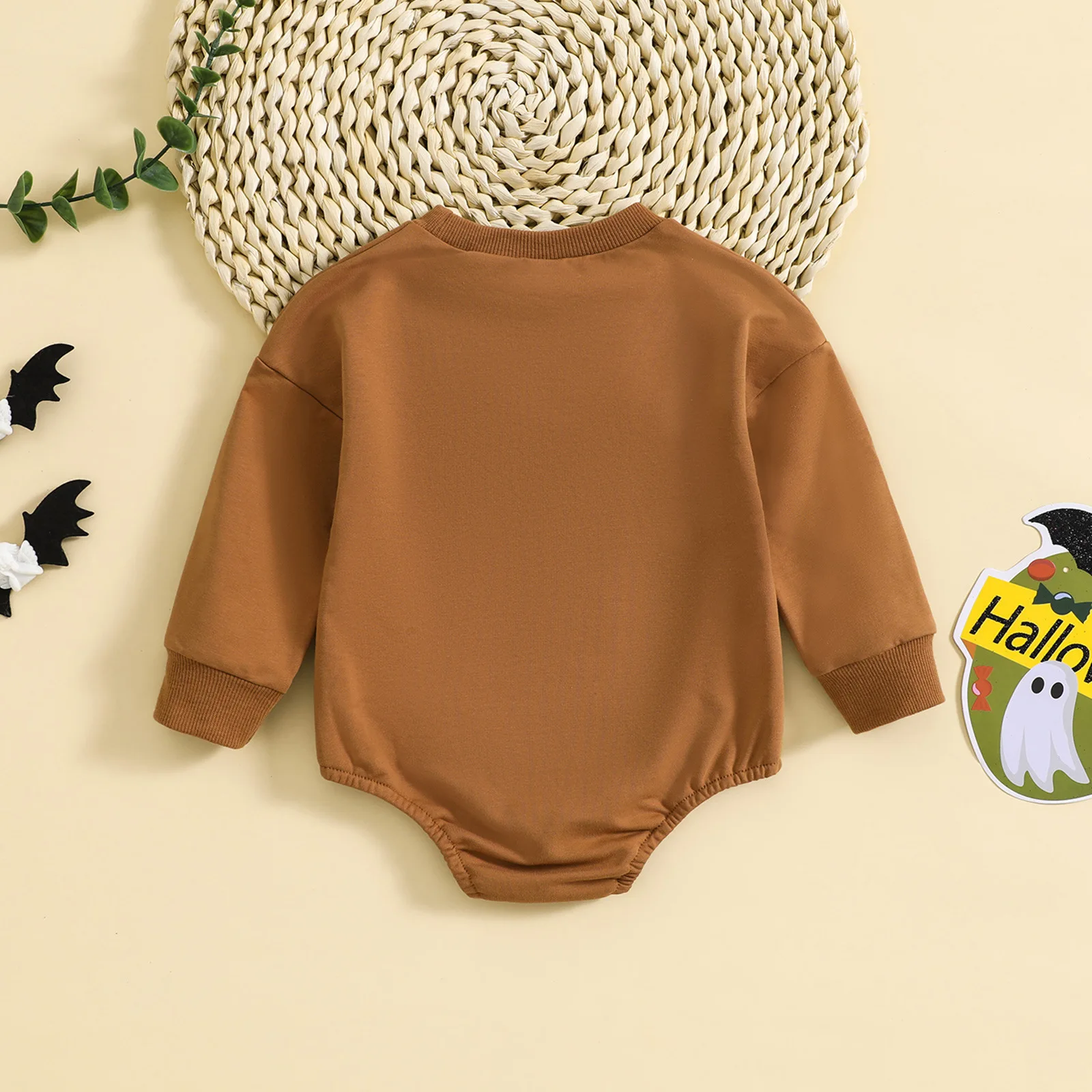 INS Halloween Autumn Unisex Letter Print Color Blocked Sleeve Romper Hooded Baby Jumpsuit Newborn Baby Clothes Cotton