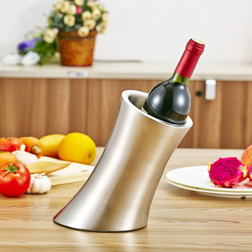 Double wall unique stainless steel prevent melting bar tool wine cool holder for beer beveragewine champagne cooler in