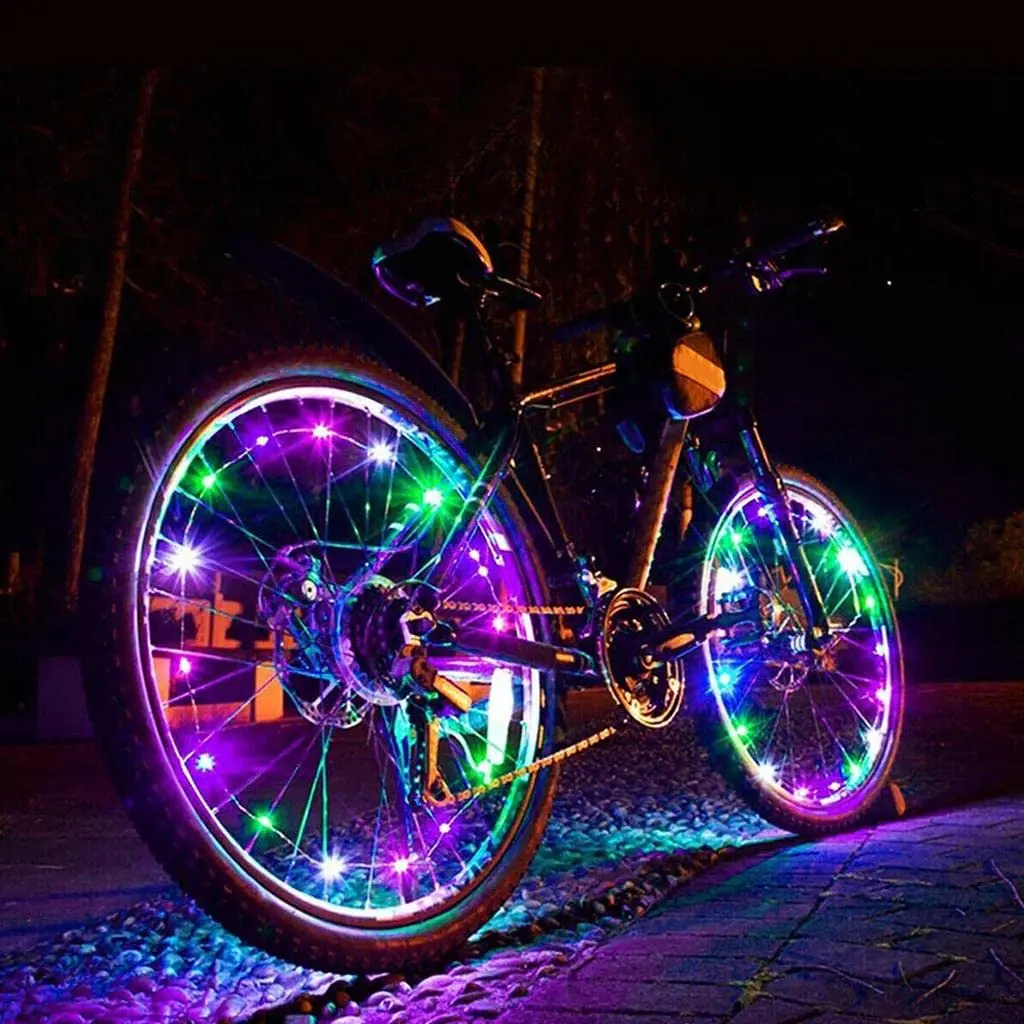 20 LEDs Waterproof LED Bicycle Wheel String Light Wire String Warning Bicycle Wheel Lights Tire Spoke Light