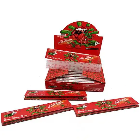 Bros strawberry flavor smoke paper 33L popular smoking rolling paper  tobacco rolling paper custom brand