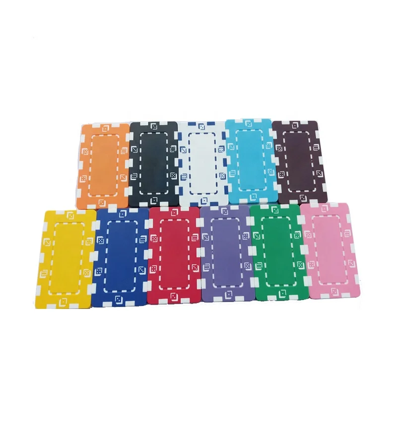 Wholesale custom rectangular colored poker plaque set dice desgin 29g 75mm abs with iron chips inside for casino gambling