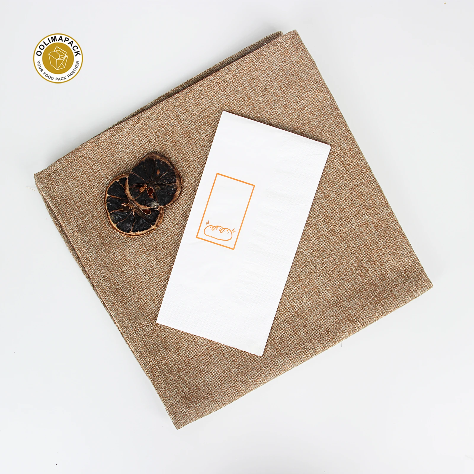 OOLIMA PACK Customized Logo Printed Dinner Paper Napkin Tissue 1/8 Napkin Folding