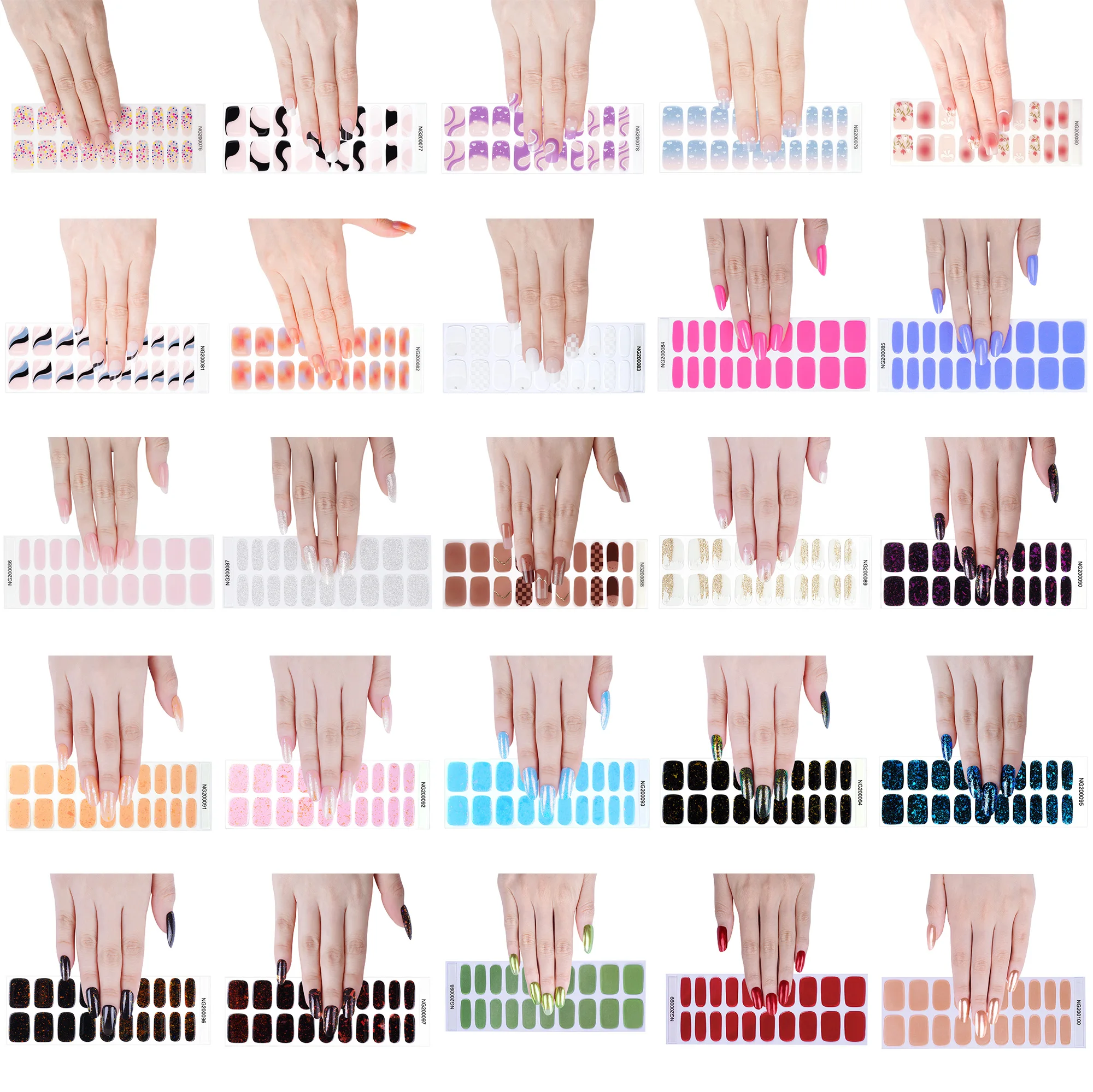 Custom & Wholesale Nail Art Self Adhesive Semi Cured Gel Nail Polish Wraps Sticker Nail Strips