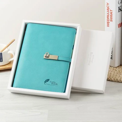 Deluxe A5 thermo PU hard cover custom spiral ringbinder journal notepad notebook with lock