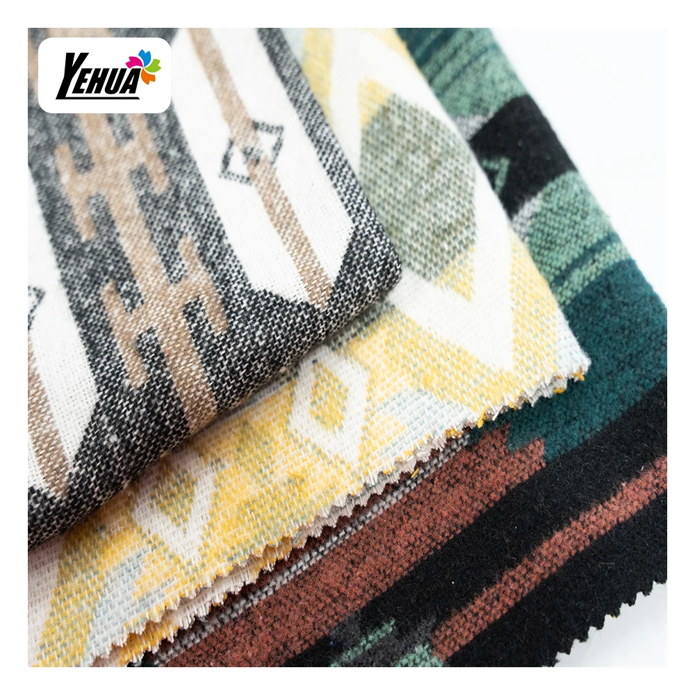 Новый этнический стиль клетчатая дизайнерская фланелевая осенне-зимняя шерстяная твидовая ткань для сетчатой жаккардовой ткани