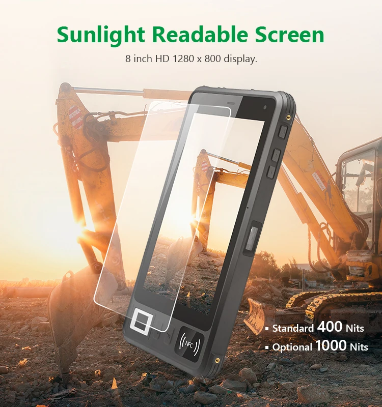 8inch Sunlight Readable IP67 Waterproof Handheld Rugged Android Tablet with 2D Barocde Fingerprint NFC