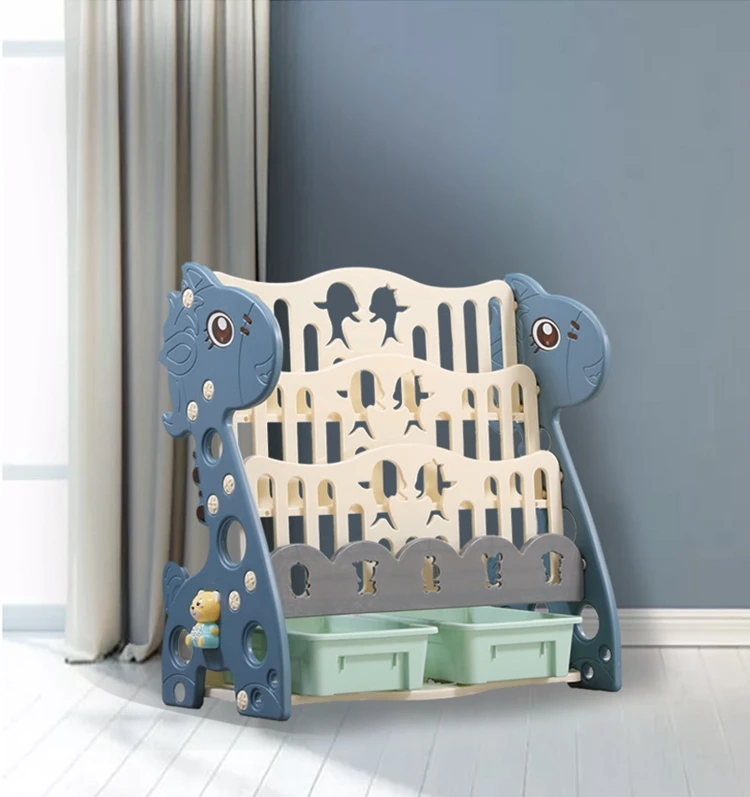 convenient space save plastic child bookshelves Nordic style Floor Standing kids bookcase
