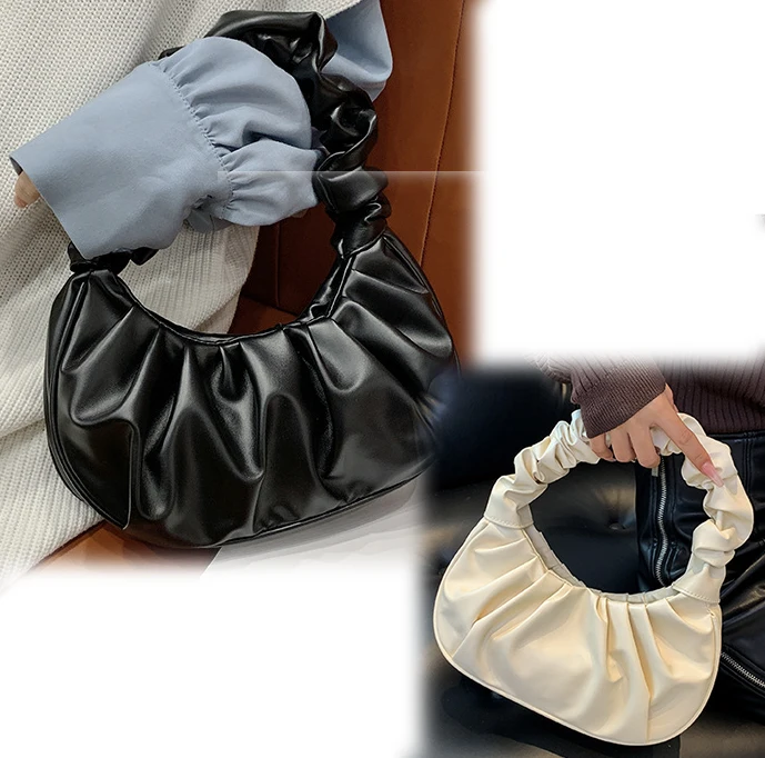 Summer soft casual Underarm handbags fashion armpit cloud bags ladies shoulder vintage bag female mini pu dumpling bag for women