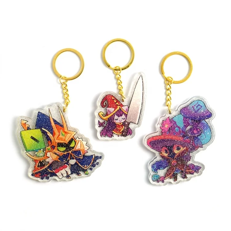 Westar Supplier Two Side Printed Your Own Custom Charm Japan Anime Acrylic Keychain With Glitter Hologram