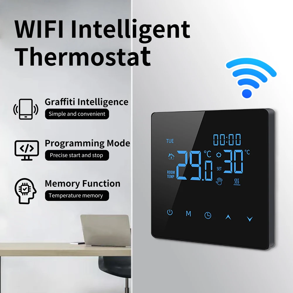 Tuya современный Wi-Fi умный регулятор температуры напольный нагревательный котел термостат для водяной пленочной системы отопления гостиниц