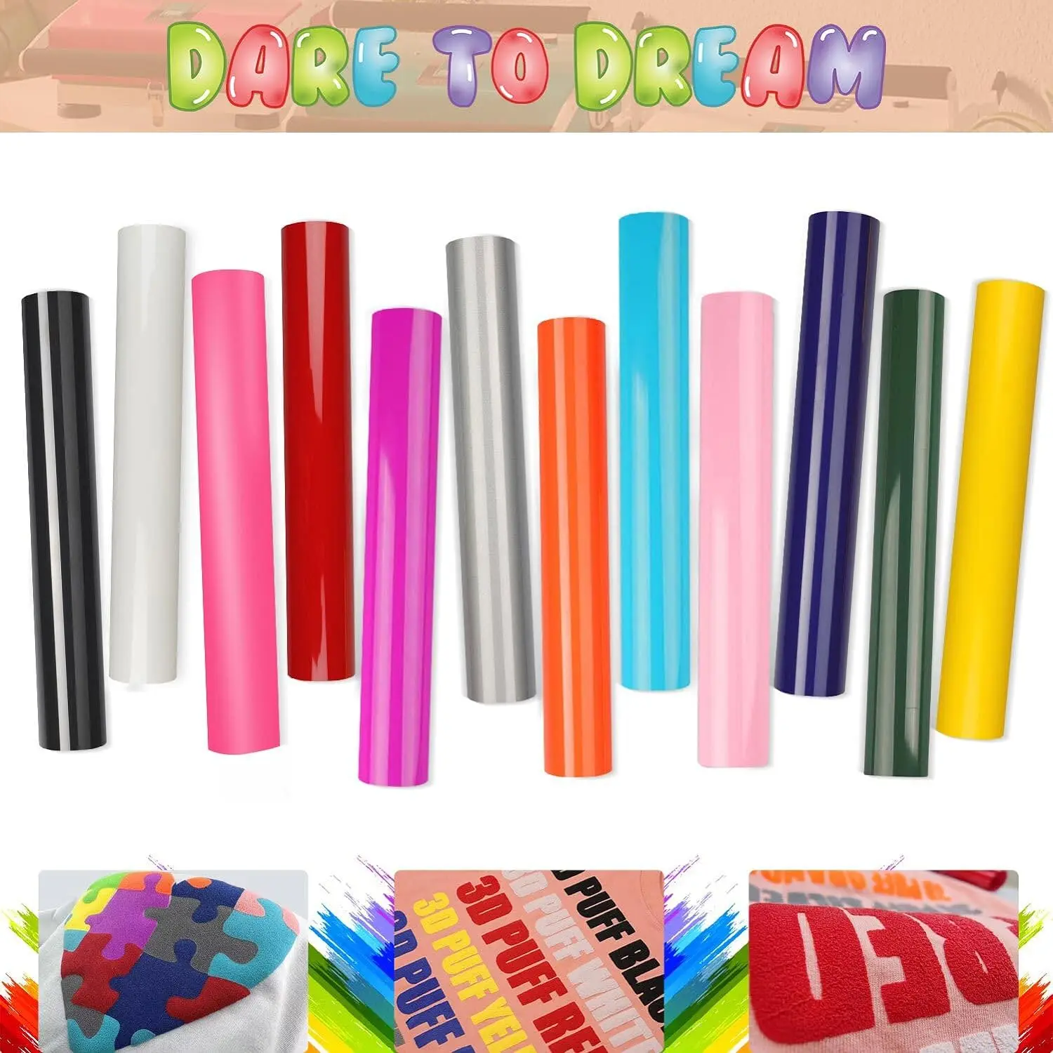 Goosam PU PVC HTV Puff Gold Black Sublimation Heat Transfer Vinyl Film Roll for T Shirt