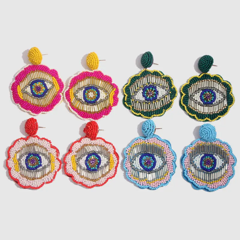2019 Bohemian Handmade Beads Big Eye Tassel Drop Earrings For Women Wedding Trendy Girls Party Gift Statement Earrings