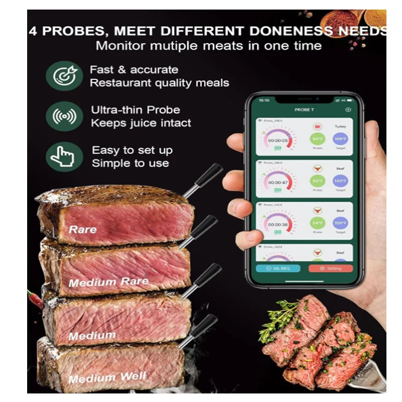 Smart Wireless Bluetooth USB Meat thermometers
