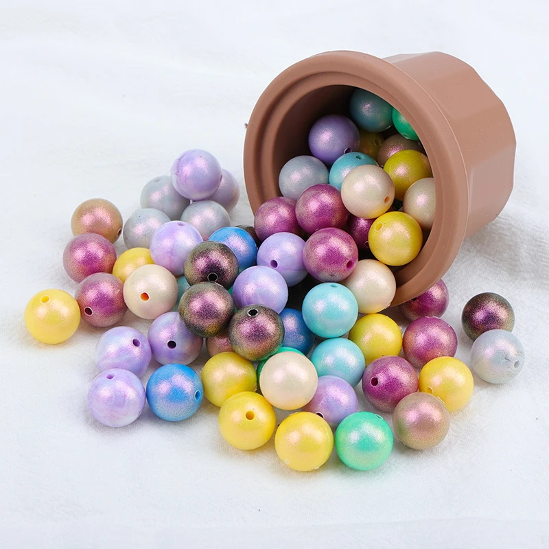 New Arrivals Customized Bpa Free Food Grade Silicone Bead 15mm Bulk Silicone Beads Teether Chain Glossy Beads For Jewelry Making