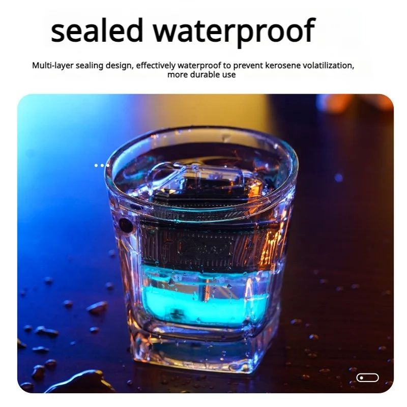 Wholesale Outdoor Waterproof Luminous Lighter Refill Transparent Case Refillable Oil Kerosene Lighter