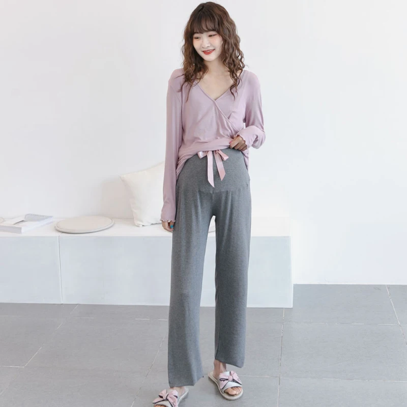 wholesale maternity clothes long sleeve women home wear cozy maternity pajamas for fall and spring season