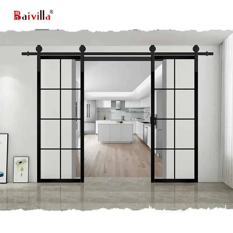 Interior Barn Door Aluminium Double Sliding Glass Barn Doors For Living Room
