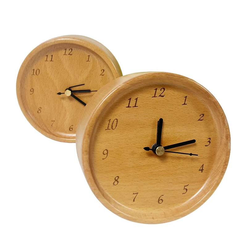 handicraft home decor wood desktop alarm clock table alarm wooden clock for kids wooden clock for home