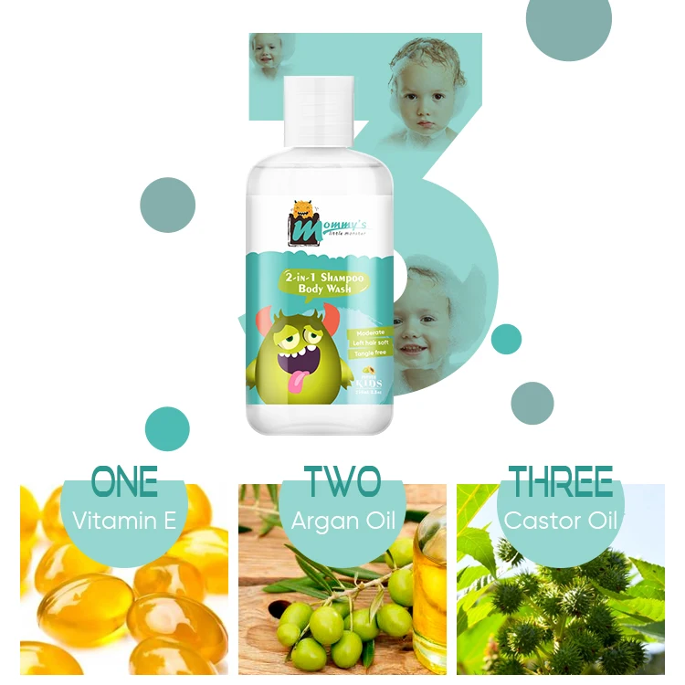 
OEM private labels 250ml 2in1 baby shower gel body wash and shampoo leaves the skin supple and soft 