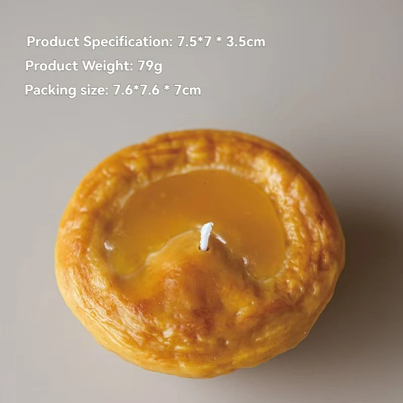 2025 hot sale food 2-3 hours custom cream cookies scent decoration shape bee wax soy wax egg tart candle in bulk
