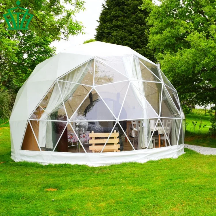Steel Frame 6m Diameter Eco Transparent Roof Covers Half Geodesic Dome Shape Tent