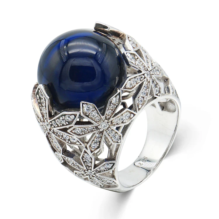 Hot sale Petaloid Star Ring Elegant Fashion Wedding S925 Silver Rings Korea Oval Zirconia Ring