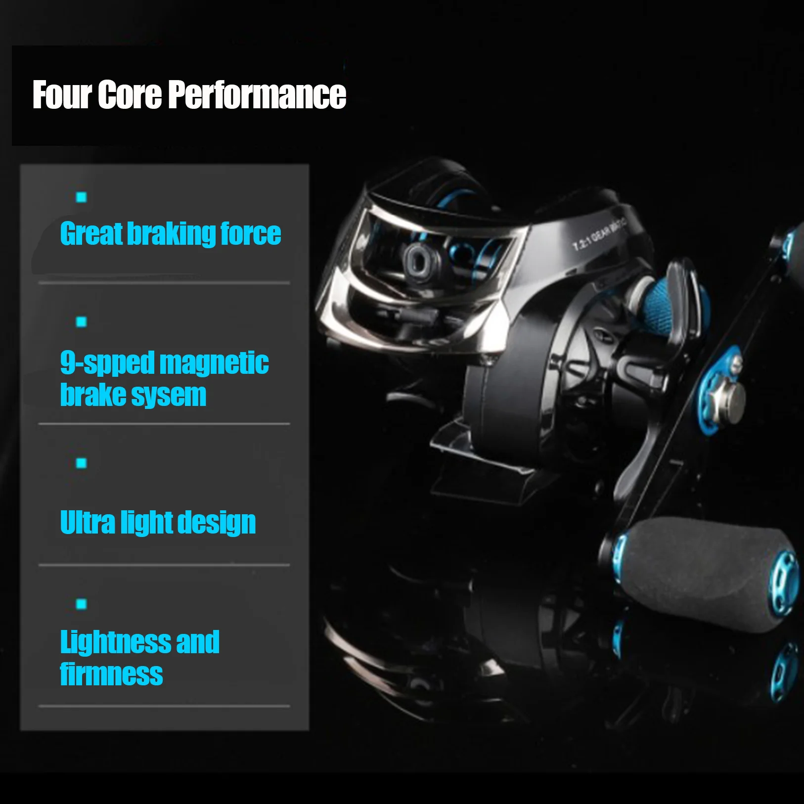 High-speed drip wheel fishing reel with magnetic brake system baitcasting reel