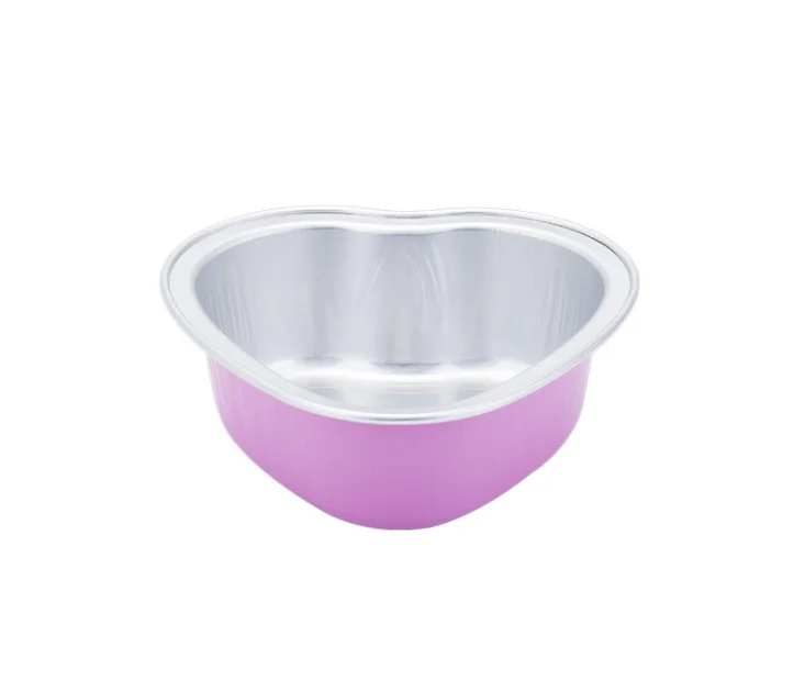 55ml heart-shaped pudding cup aluminum foil cake cup with lid baking oven heart-shaped bowl disposable food mold