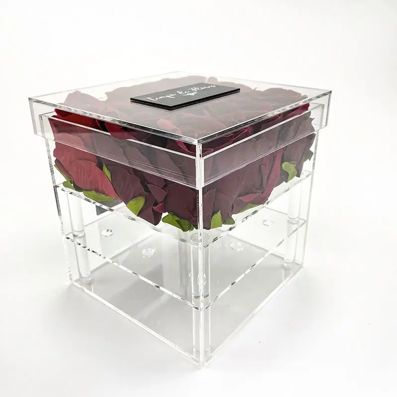 Spring Sign new acrylic flower rose box acrylic preserved flowers box drawer