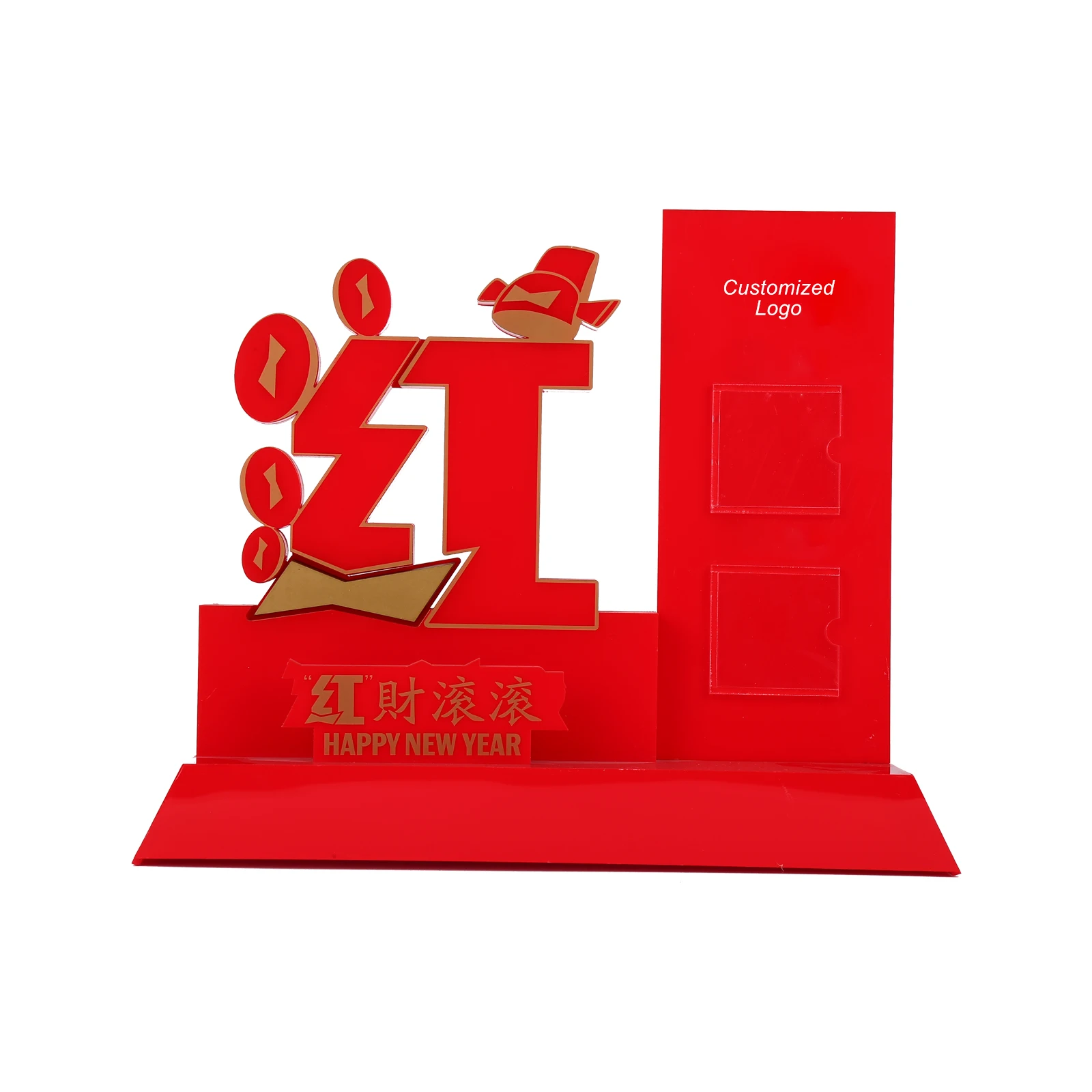 High-End Red Acrylic Business Card Holder Festive Desktop Organization Display Stand Factory Wholesale